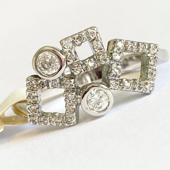 Cubic Zirconia Geometric Anniversary Ring Size 10 Silver Rhodium Plated BezelSet - Picture 7 of 14